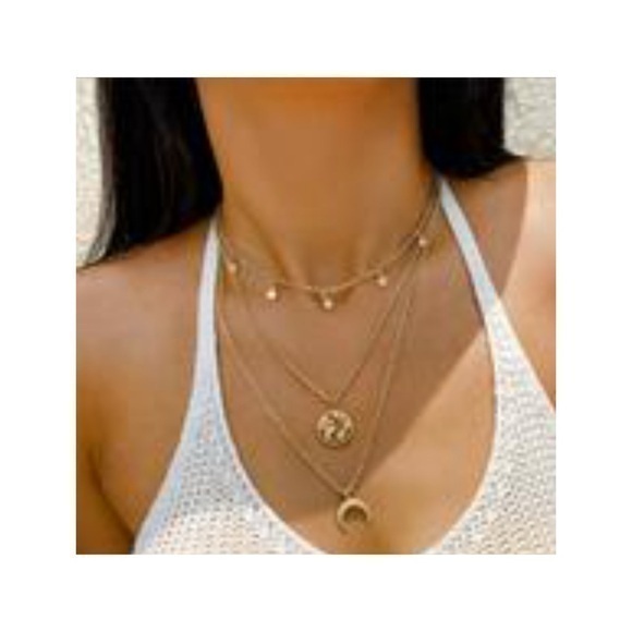 Jewelry - Gold Layered Pendant Necklace Set World Stars Moon